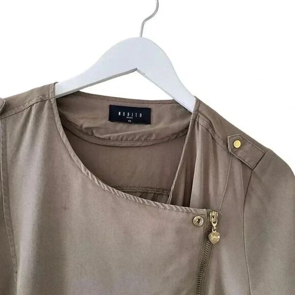 Mohito Basic Olive Army Green Front Zipper Chic Modern Soft M ( EU 40) #1626 - Picture 2 of 15